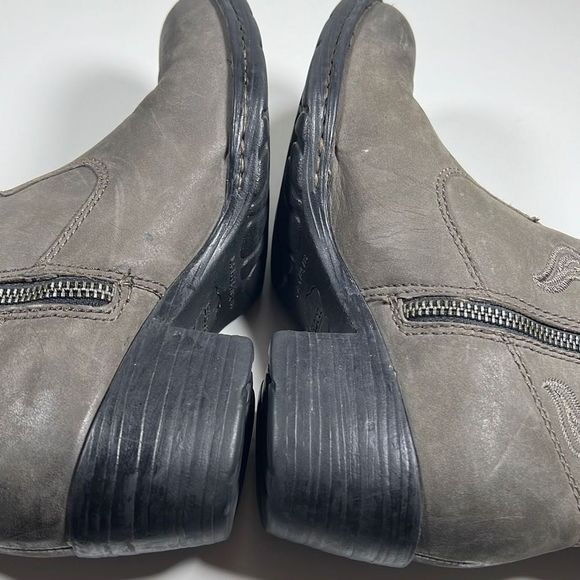 Born Womens Embroidered Leather Western Booties Boots Side Zip Gray Size 6.5 - Picture 6 of 9